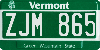 VT license plate ZJM865