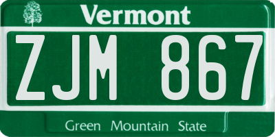 VT license plate ZJM867