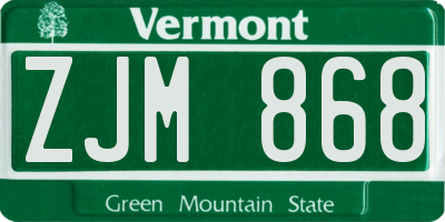 VT license plate ZJM868