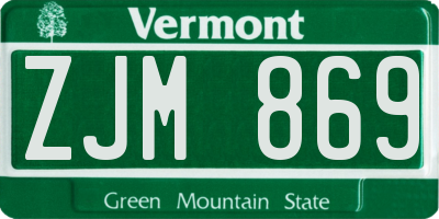 VT license plate ZJM869