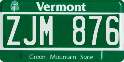 VT license plate ZJM876