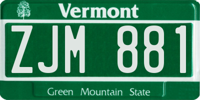 VT license plate ZJM881