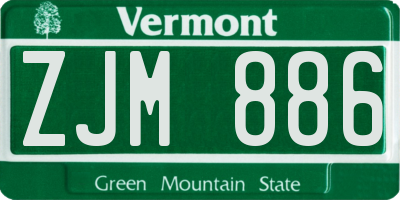VT license plate ZJM886