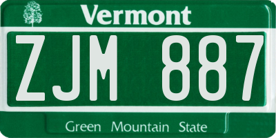VT license plate ZJM887