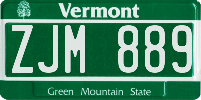 VT license plate ZJM889