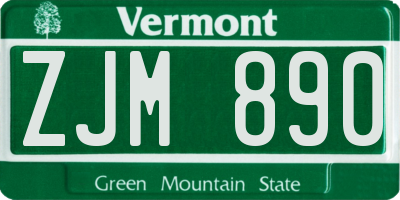 VT license plate ZJM890