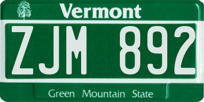 VT license plate ZJM892