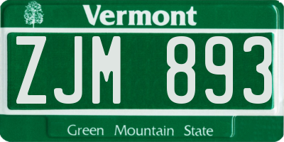 VT license plate ZJM893