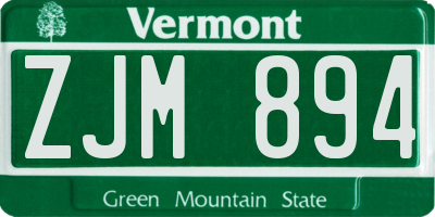 VT license plate ZJM894