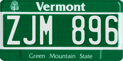 VT license plate ZJM896