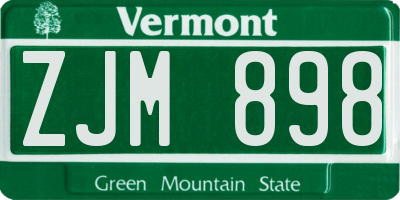 VT license plate ZJM898