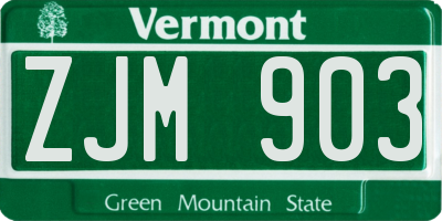 VT license plate ZJM903