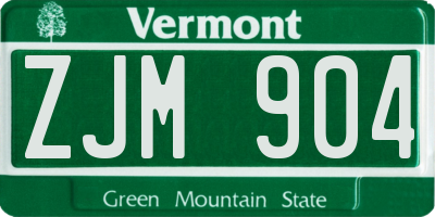 VT license plate ZJM904