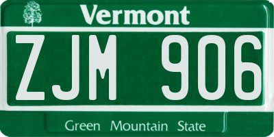 VT license plate ZJM906