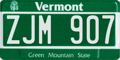VT license plate ZJM907