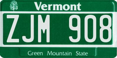 VT license plate ZJM908