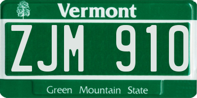 VT license plate ZJM910