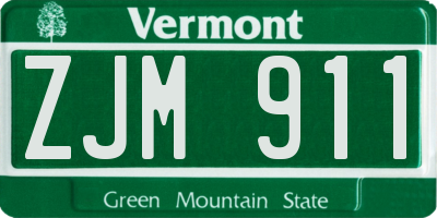 VT license plate ZJM911
