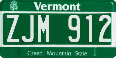 VT license plate ZJM912