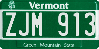 VT license plate ZJM913