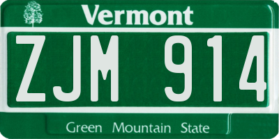 VT license plate ZJM914