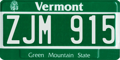 VT license plate ZJM915