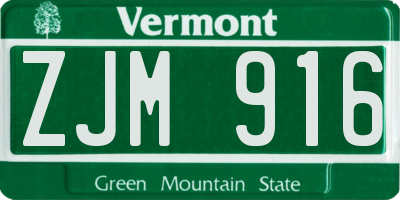 VT license plate ZJM916