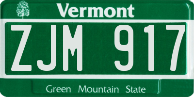 VT license plate ZJM917