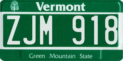 VT license plate ZJM918
