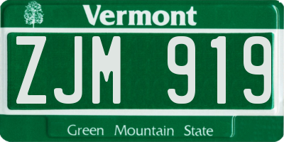 VT license plate ZJM919