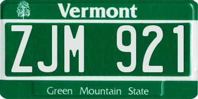 VT license plate ZJM921
