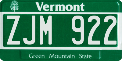 VT license plate ZJM922