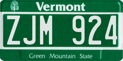VT license plate ZJM924