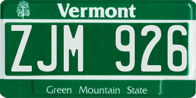 VT license plate ZJM926