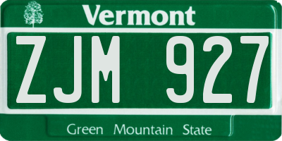 VT license plate ZJM927