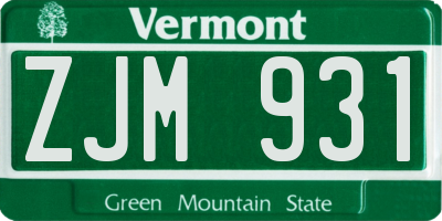 VT license plate ZJM931