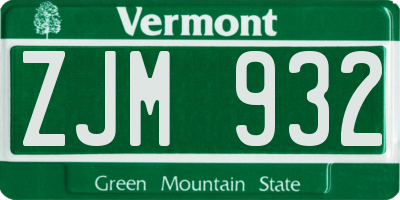 VT license plate ZJM932
