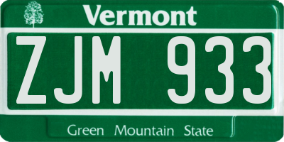VT license plate ZJM933