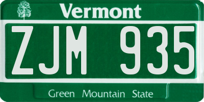 VT license plate ZJM935