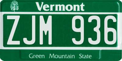 VT license plate ZJM936
