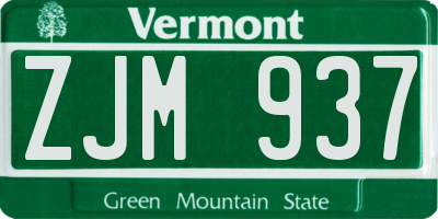 VT license plate ZJM937