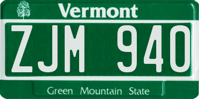 VT license plate ZJM940
