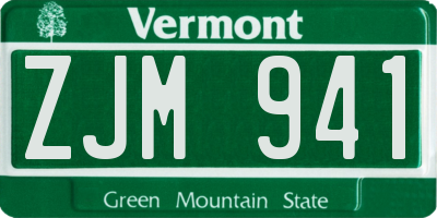 VT license plate ZJM941