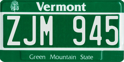 VT license plate ZJM945