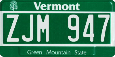 VT license plate ZJM947