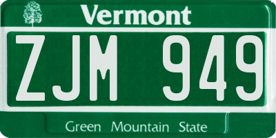 VT license plate ZJM949