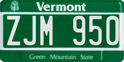 VT license plate ZJM950