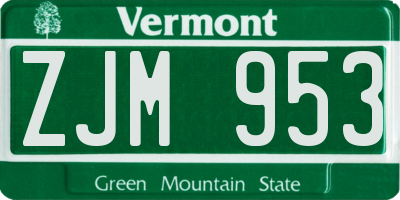 VT license plate ZJM953