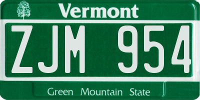 VT license plate ZJM954