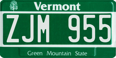 VT license plate ZJM955